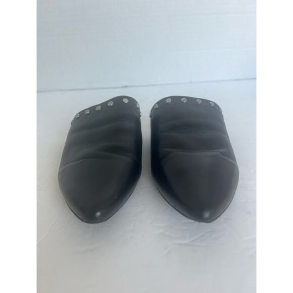 Bernardo Black Leather Studded Pointed Toe Slip On Flat Mule Shoes Sz 8M - Picture 3 of 11